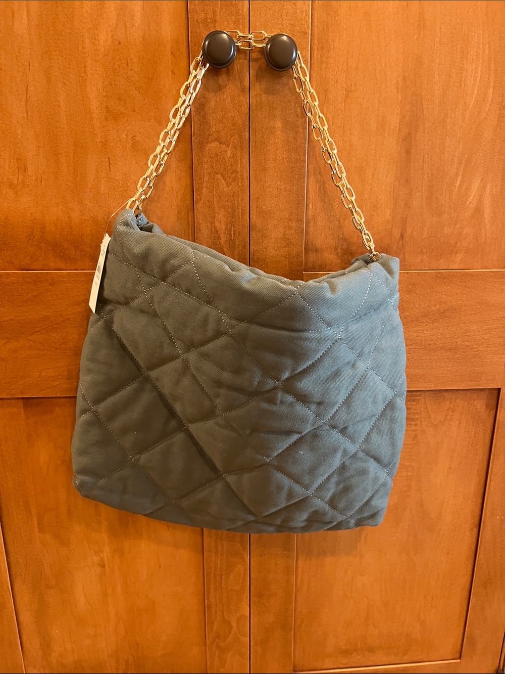 LOFT Quilted Shoulder Bag with Gold Chain - green